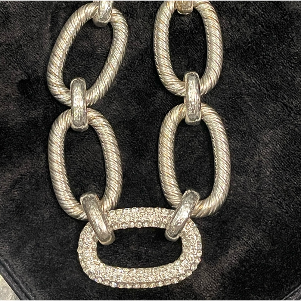 Joan Rivers Large chunky and ornate silver and crystal neck piece
